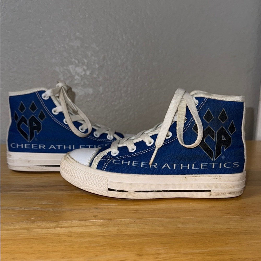 Kids Size 10 Rebel/Cheer Athletics High-Top Sneakers - Blue and White